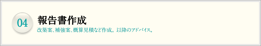 04.報告書作成（改築案、補強案、概算見積など作成。以降のアドバイス。）